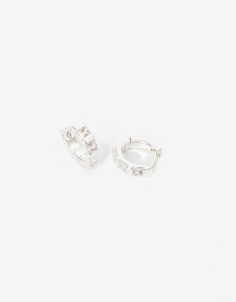 Aros Argollas Strass Aros Argollas Con Cubic Zirconia - Plateado