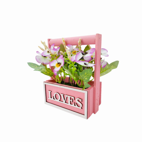 Bouquet de flores en jardinera decorativa de madera Bouquet De Flores En Jardinera Decorativa De Madera