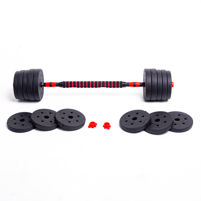 Set de 2 Mancuernas + Barra 3 en 1 + 25 kg en pesas Randers Set de 2 Mancuernas + Barra 3 en 1 + 25 kg en pesas Randers