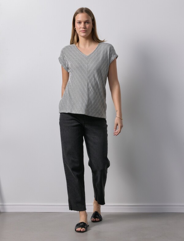 Remera Esc V Lineas BLANCO/NEGRO