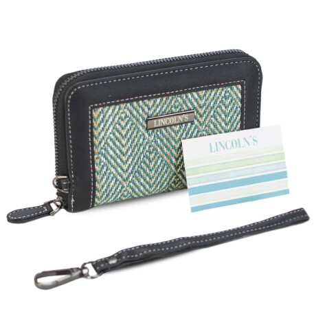 Billetera Lorenza Tejido Turquesa y Crudo