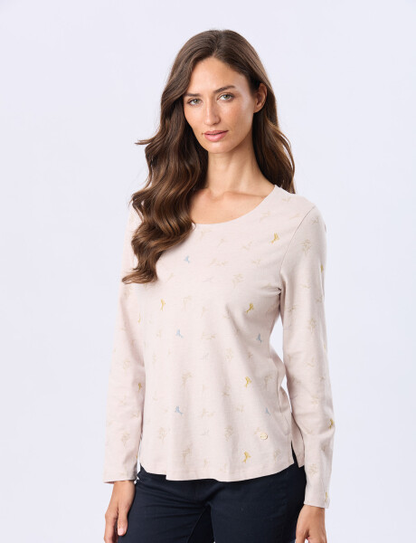 REMERA ESTAMPADA DE ALGODÓN Beige