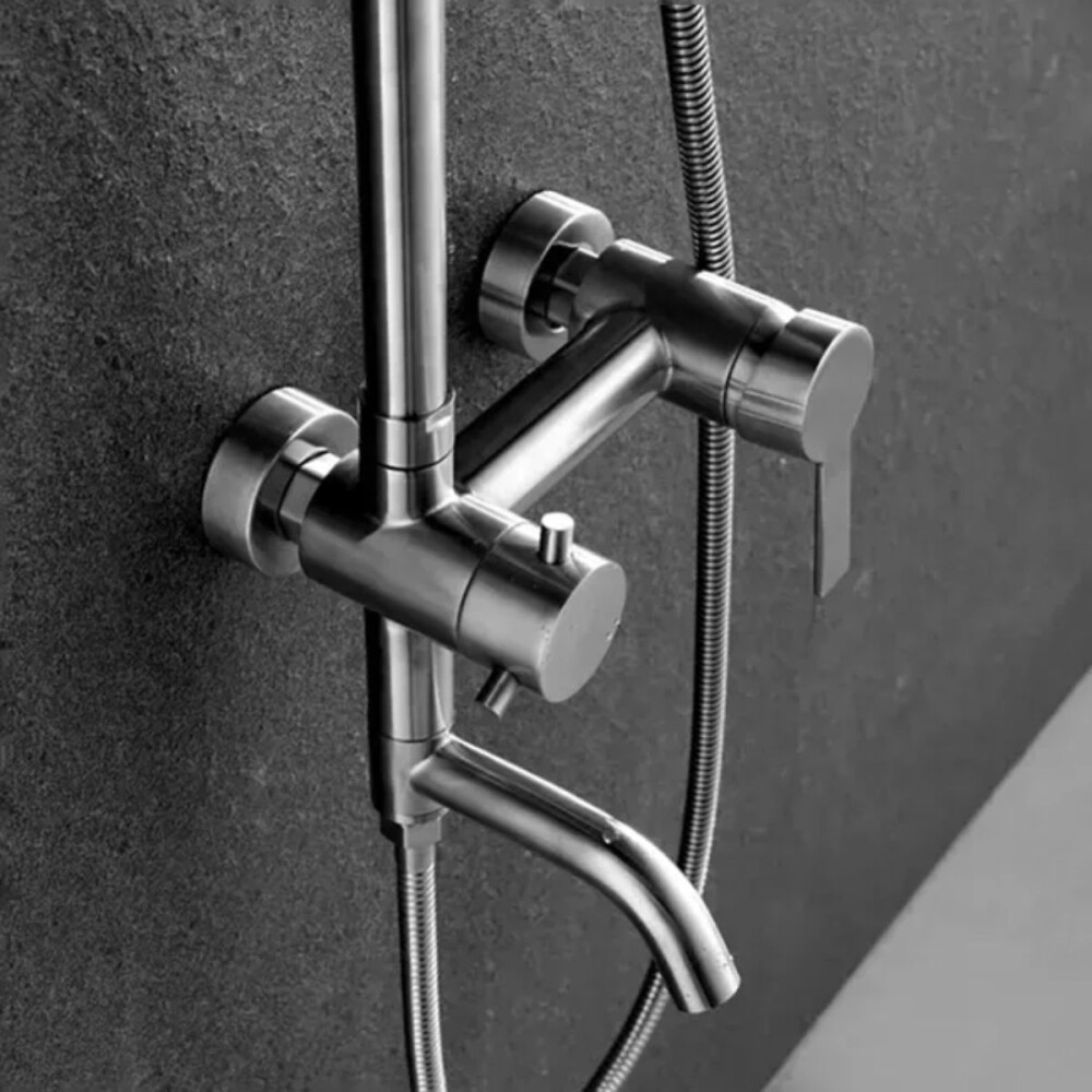 Barral de ducha Monocomando Exterior con transferencia Milano Gris Satinado Barral De Ducha Monocomando Exterior Con Transferencia Milano Gris Satinado