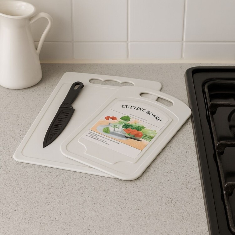 SET 2 TABLAS DE PICAR + CUCHILLO SET 2 TABLAS DE PICAR + CUCHILLO