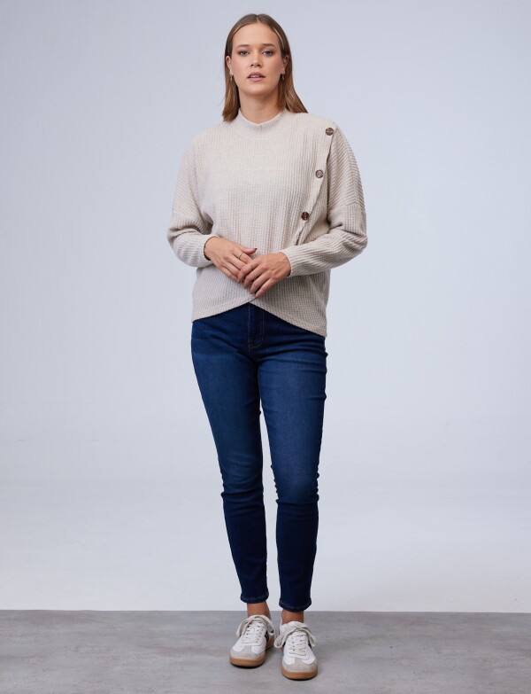 Buzo Cruzado Botones BEIGE