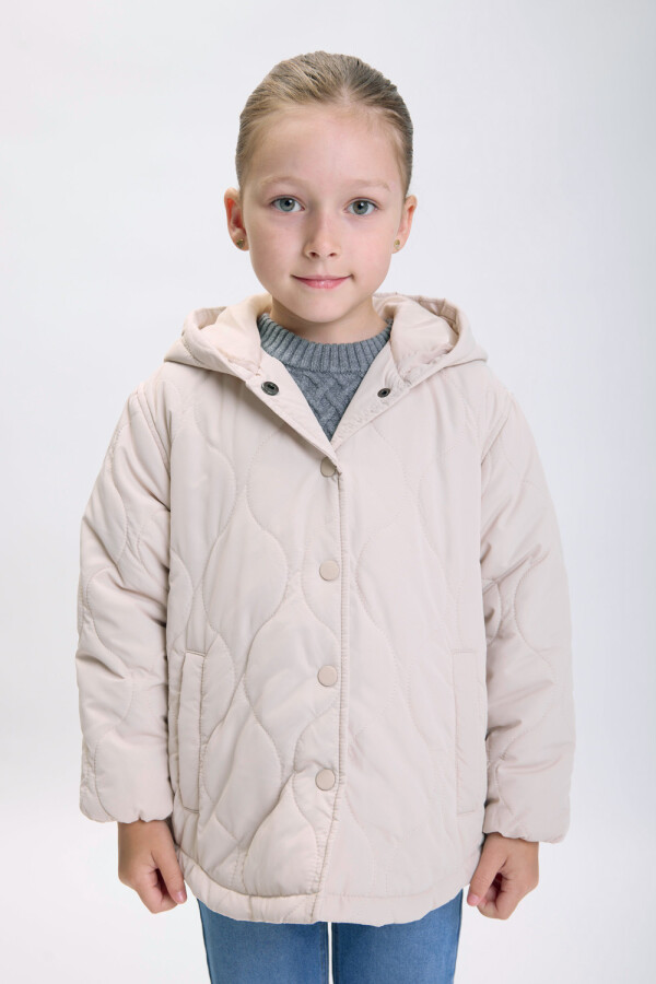 Campera capitoneada capucha Beige