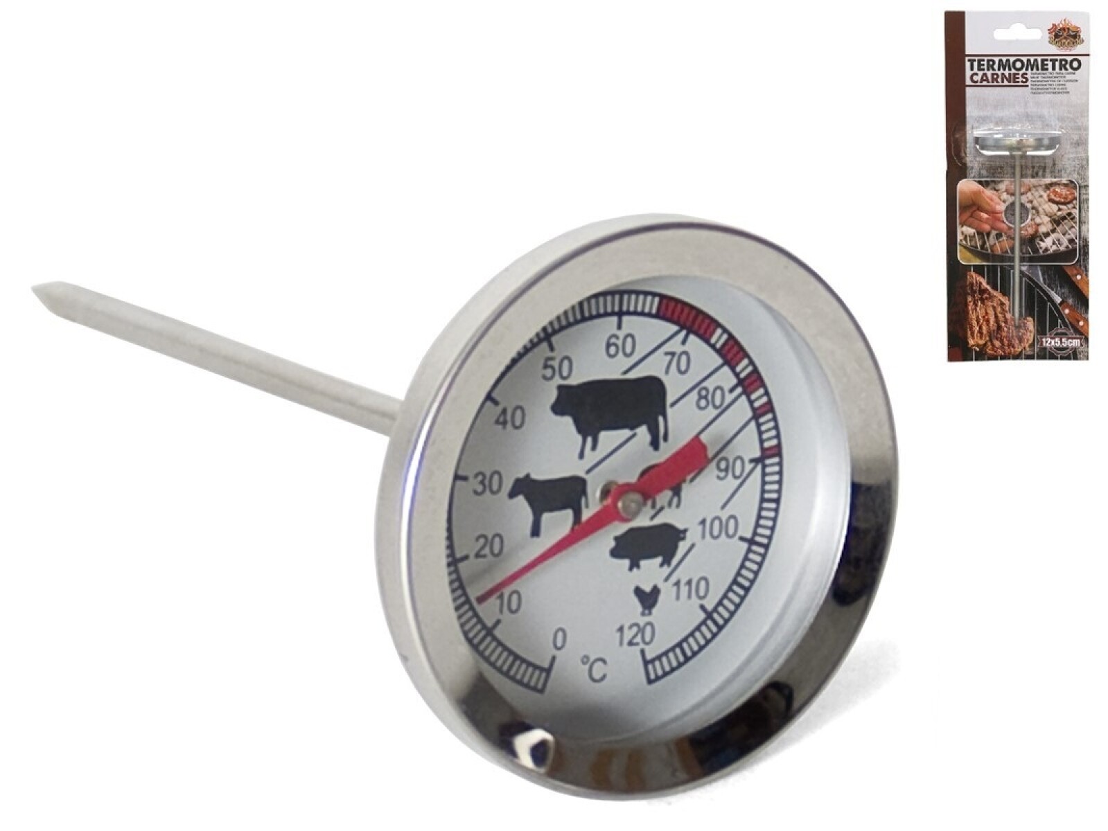 Termómetro Carnes 12 Cm - Acero Inox 