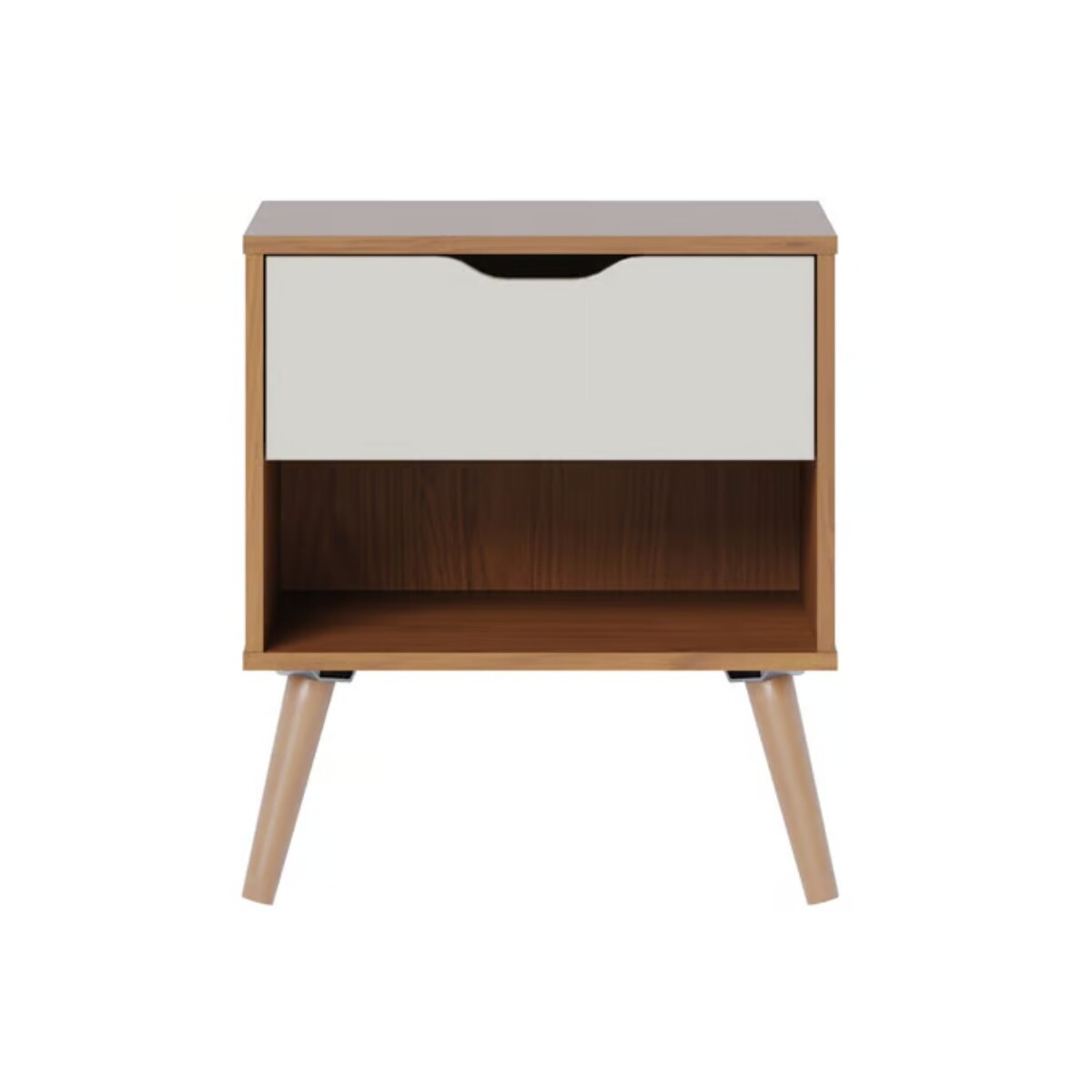 Mesa De Luz Vicenza De Mdp Con 1 Cajón Off White & Natural 