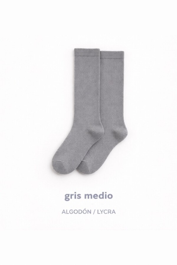 Calcetín alto liso gris medio Gris