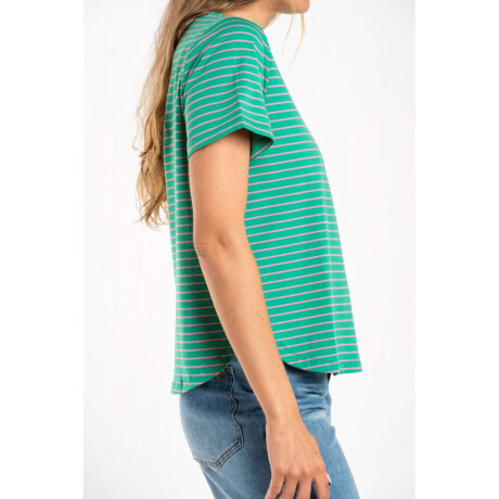 Remera Algodón A Rayas Verde