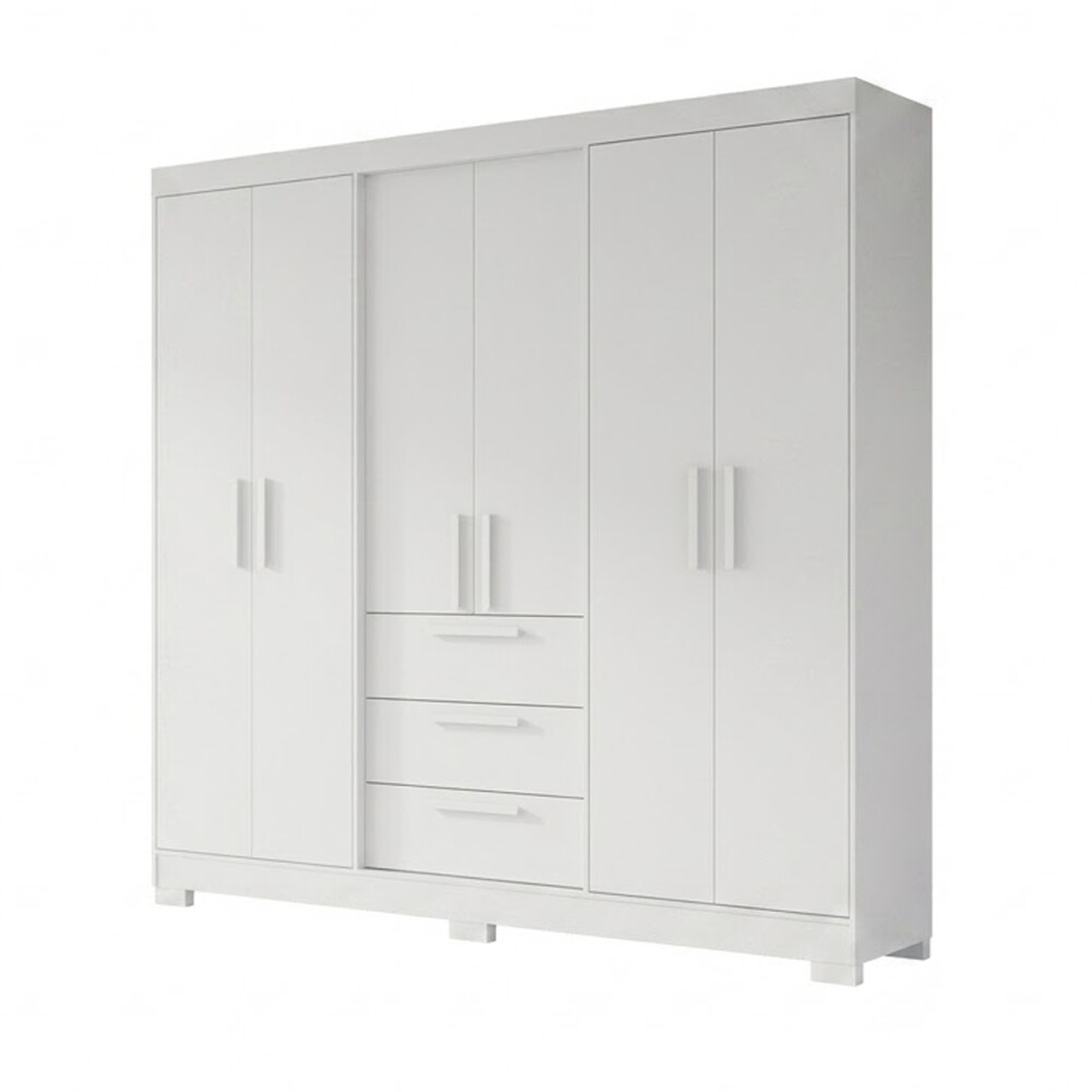 ROPERO 6 PUERTAS 2 CAJONES GUARDARROPA ARMARIO CLOSET PLACARD Blanco