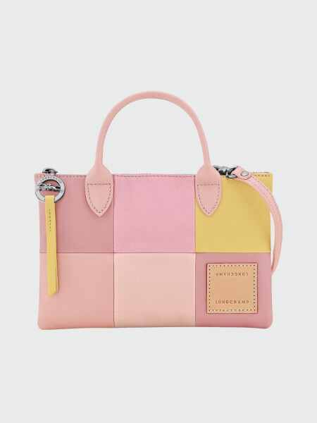 Longchamp -Bolso de mano XS en cuero, Re-Play Patch Rosa