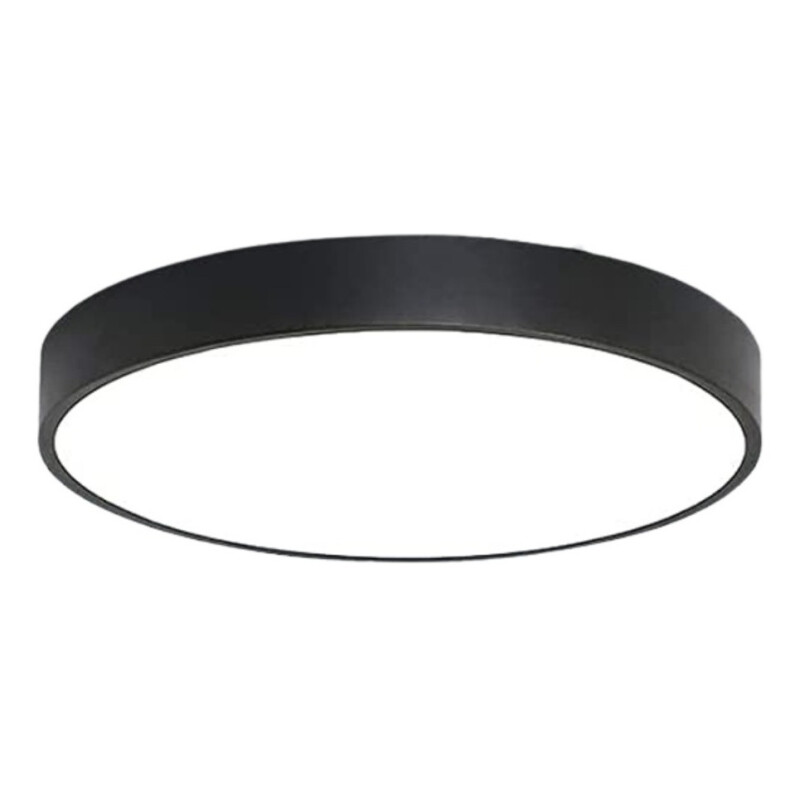 Luminaria Plafon Led Circular 30cm Metal Iluminacion Luz Negro