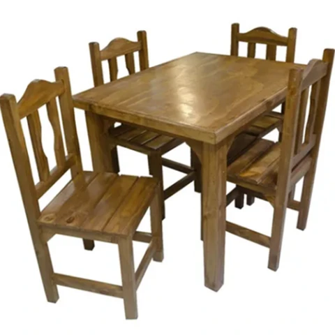JGO DE COMEDOR TMAX 4 SILLAS PINO LUSTRADO- Sin color