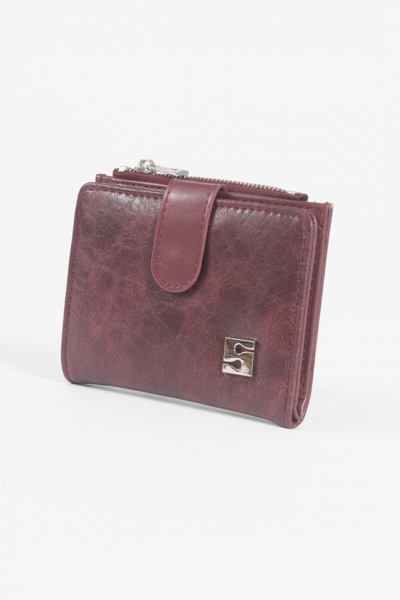Tarjetero monedero con broche bordo