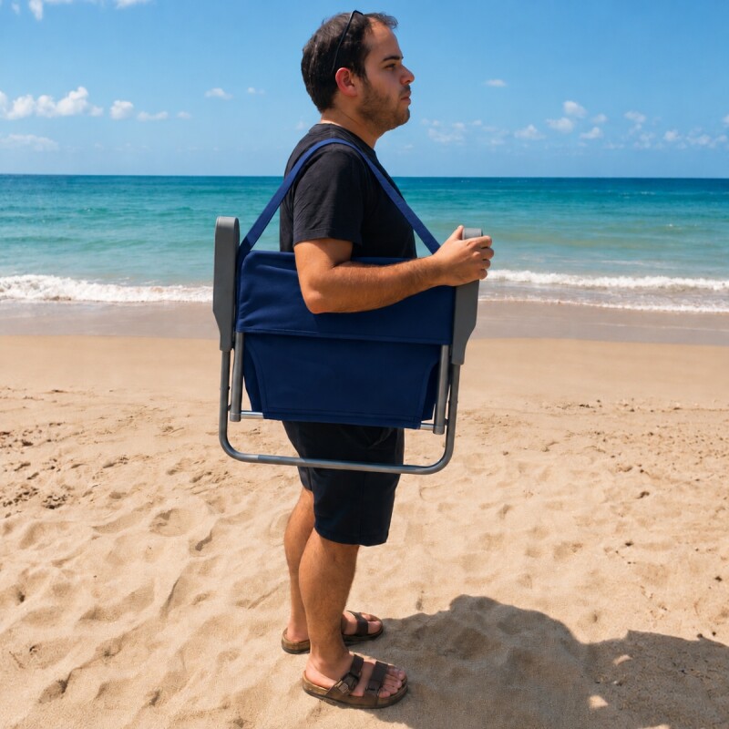 Set x2 Silla Playa Plegable Portátil Con Correa Reforzada AZUL