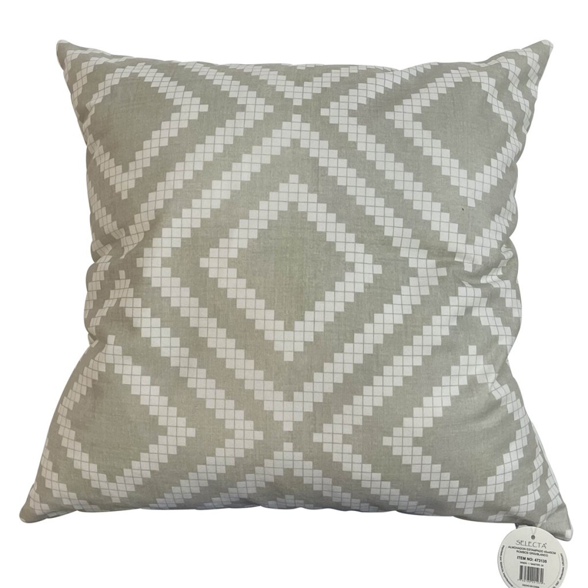 ALMOHADON ESTAMPADO 45x45CM ROMBOS GRIS/BLANCO 