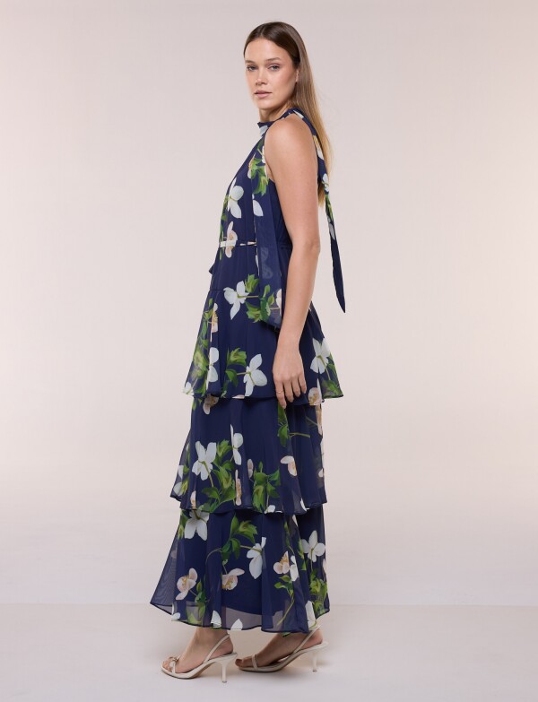 Vestido De Gasa Floral AZUL/MULTI