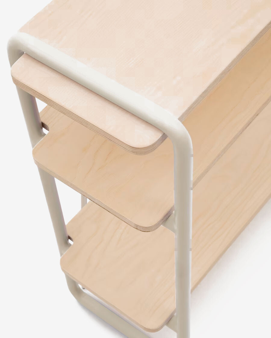 Estantería Tinn de chapa de fresno y estructura de metal beige 70 x 60 cm