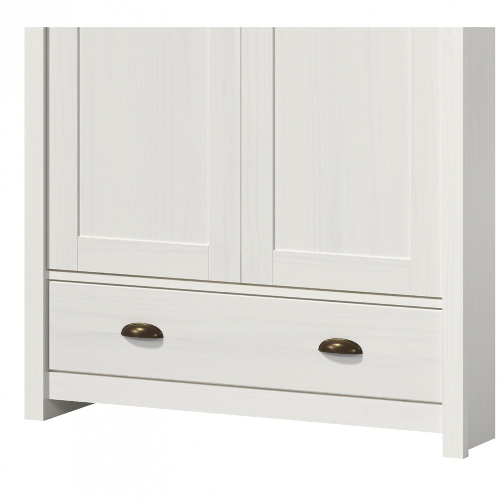 Ropero 2 puertas 1 cajón - Madera maciza - Linea Colonial Blanco