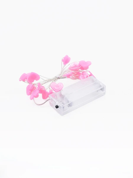 GUIA LED CORAZÓN 20 LUCES ROSADO