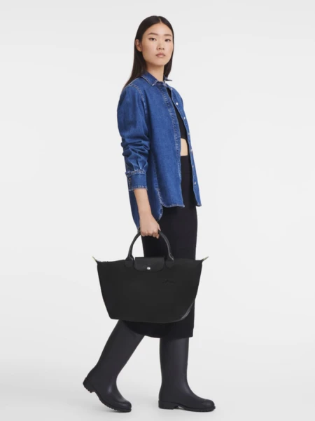 Longchamp -Cartera Longchamp plegable de nylon con cierre y asa corta, Le pliage green M 0