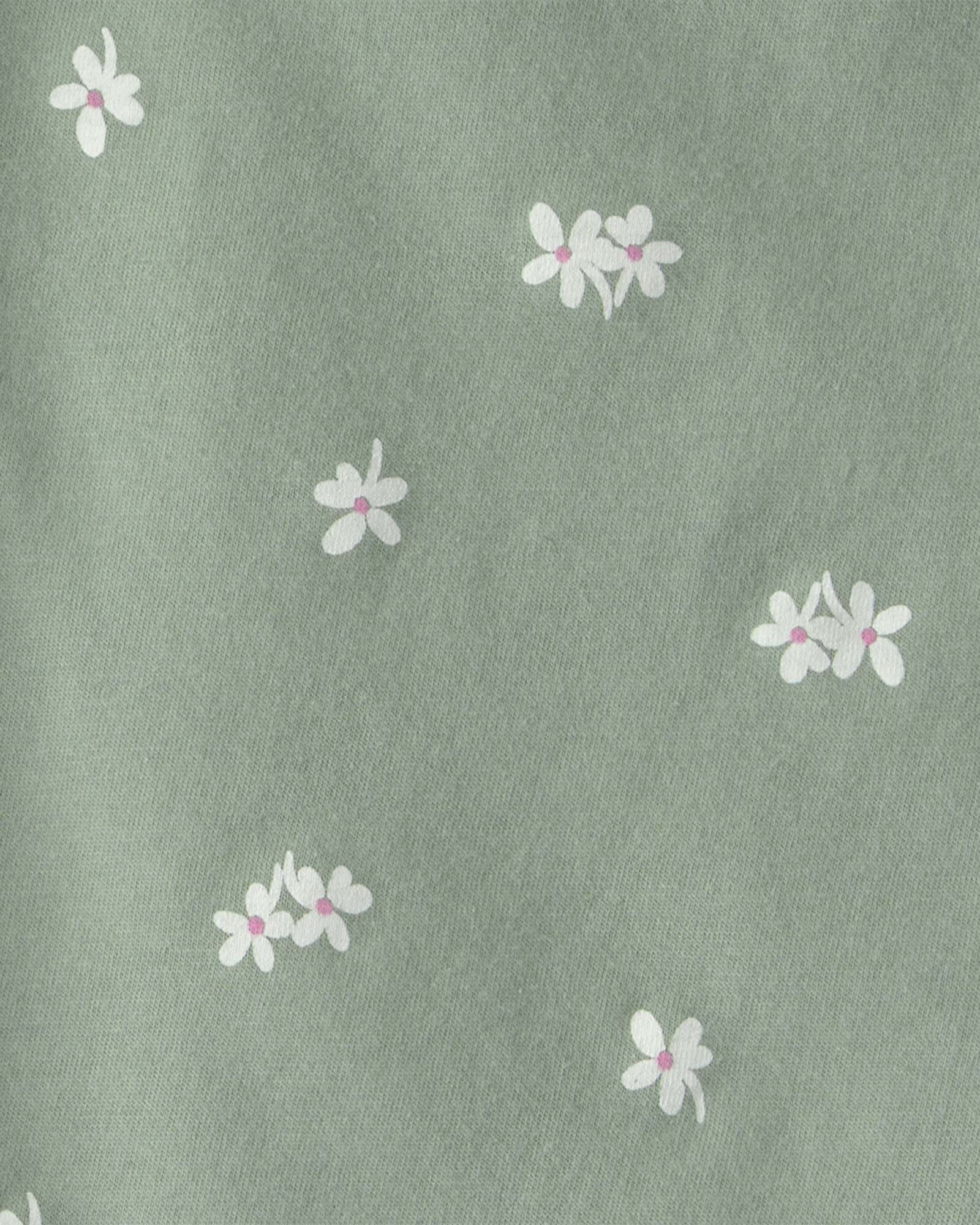 Set dos piezas de algodón, short y remera, verde, diseño floral Sin color