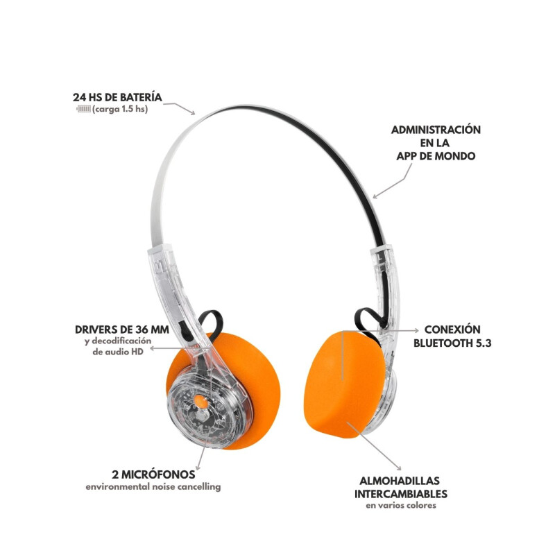 Mondo Freestyle Headphone - Transparent Mondo Transparente