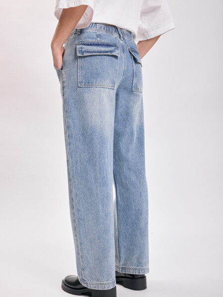 Pantalón jean cargo Azul Medio