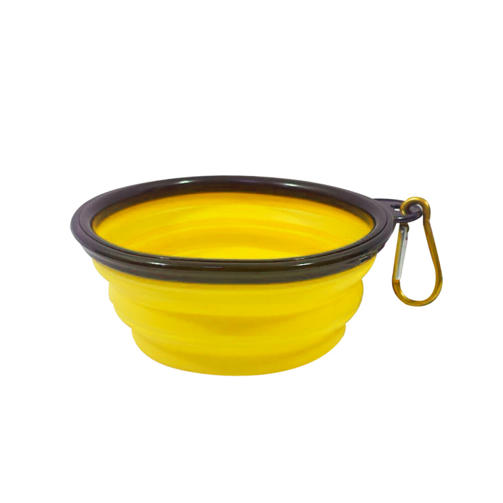 Bebedero Comedero De Silicona Plegable Paseo Transportable 18cm Color amarillo