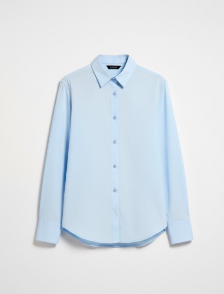 CAMISA DE MANGA LARGA EN SARGA DE ALGODÓN CELESTE