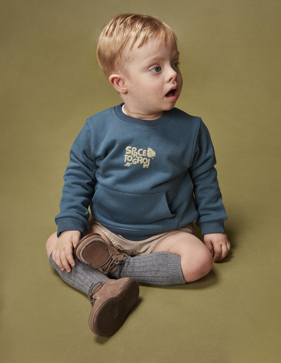 Sudadera Con Print Space - Petroleo 