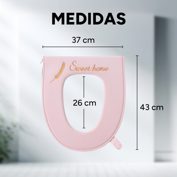 Funda con Cierre Tela Acolchonada para Tapa de Water Inodoro Color Rosado