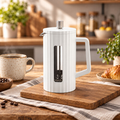 Cafetera Prensa Francesa 350ml Vidrio Borosilicato Blanco