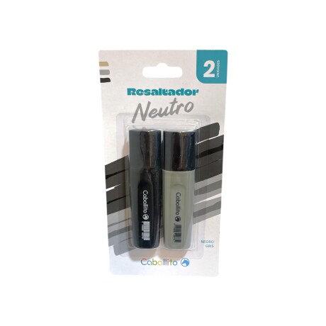 Resaltador Caballito x 2 Neutro Negro y Gris