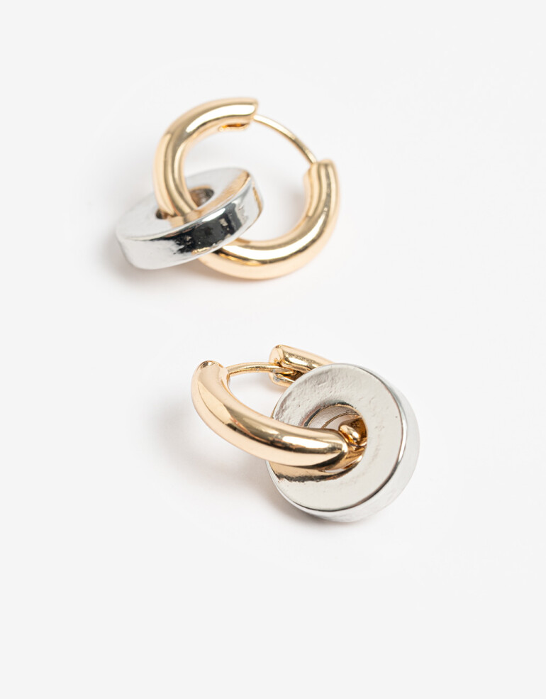 Aros Argollas Metal Aro Argolla Con Dije Metal Biplating - Dorado