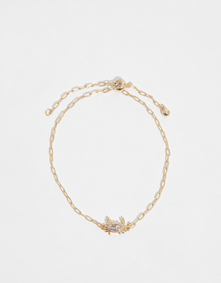 Pulseras Flexibles Strass Pulsera Con Dije De Cangrejo - Dorado