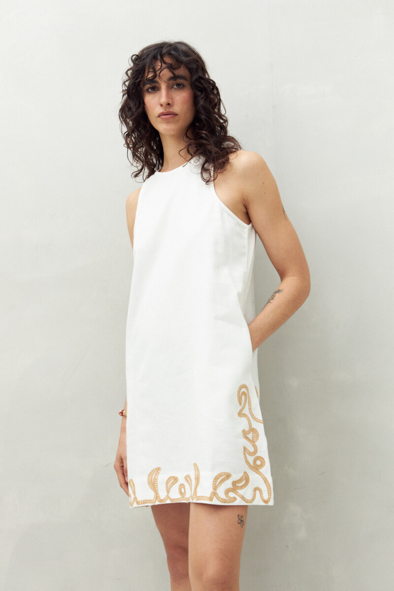 VESTIDO KUTA BORDADO Crudo