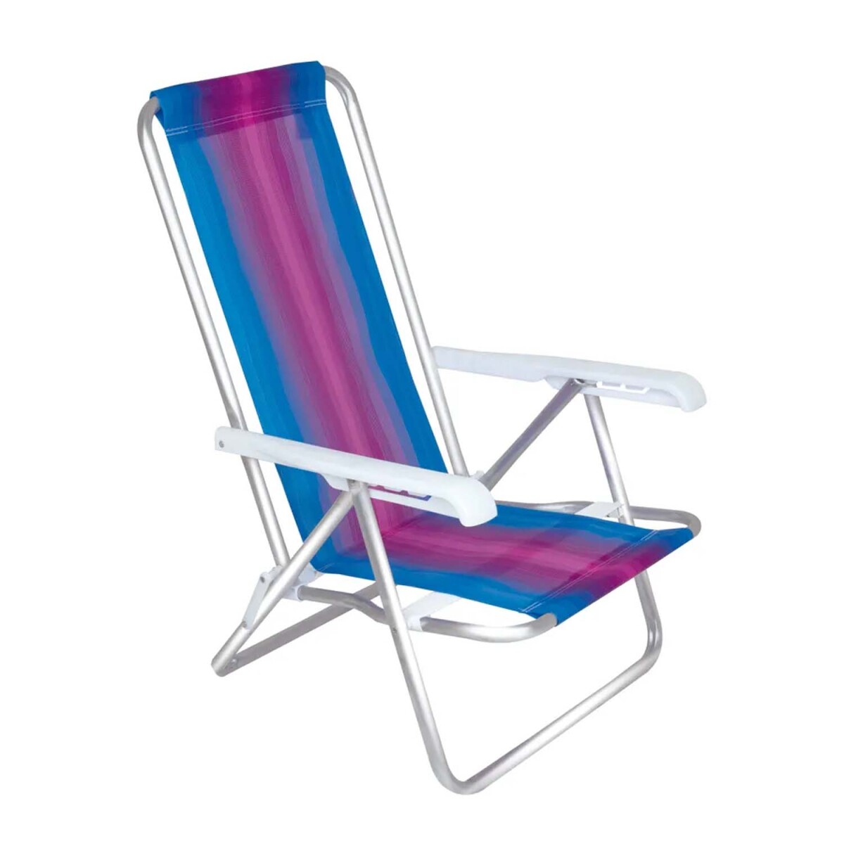 Reposera Silla Reclinable De Playa 4 Posiciones Aluminio - Celeste/fucsia 
