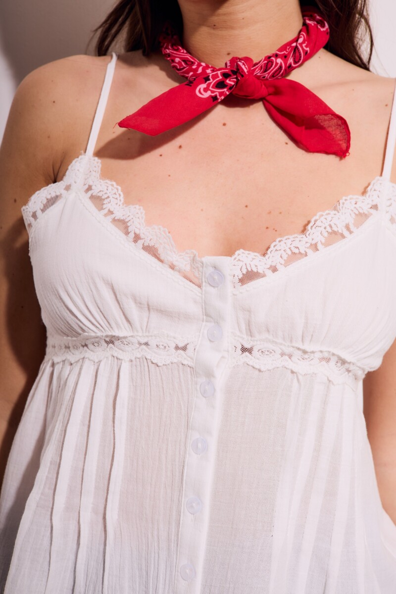 Blusa Encaje Bordados Off White