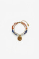 Pulsera piedras naturales con dije acero dorado