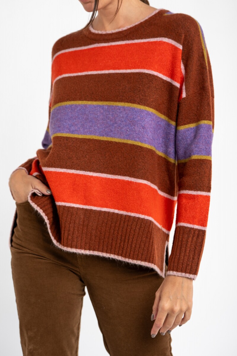 Sweater Rayado - Cafe 