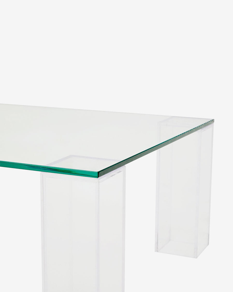 Mesa de centro Adularia de cristal templado transparente 140 x 60 cm