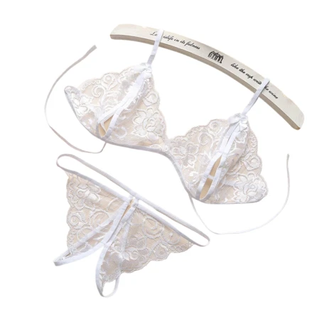 Conjunto Abierto De Encaje Sexy Blanco