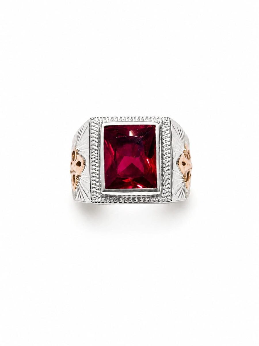 Anillo sello caballero piedra rectangular Rubi 