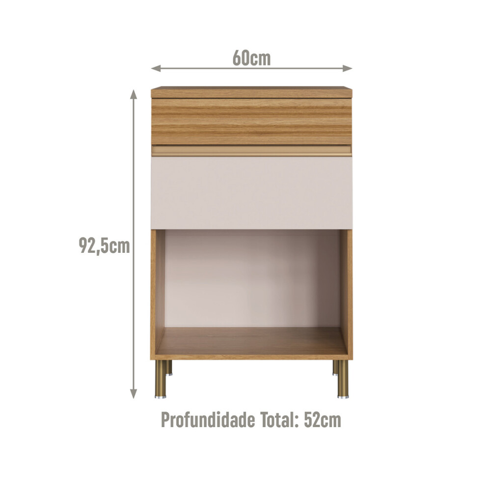 ORGANIC MÓDULO BAJO MESADA 1 PUERTA Y 2 CAJONES 0.60 MTS COLOR NATURE/SAND Organic Módulo Bajo Mesada 1 Puerta Y 2 Cajones 0.60 Mts Color Nature/sand
