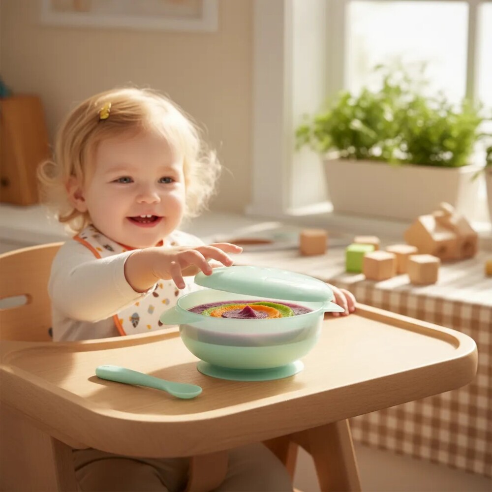 Bowl 4 en 1 KIKKABOO verde transparent