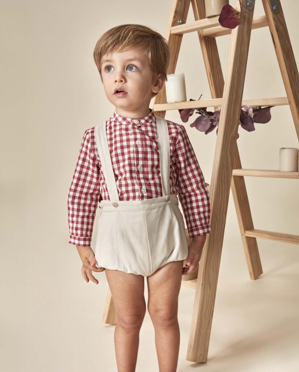 Pantalon Corto Con Tirantes - Piedra 