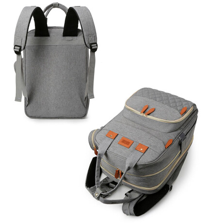 Mochila Bolso Maternal Con Cuna Bebé Cambiador Gris