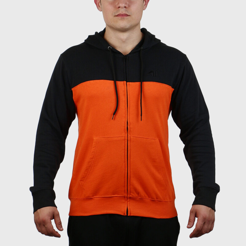 Austral MEN COTTON HOODIE WITH CONTRAST- BLACK/ORANGE Negro-Naranja